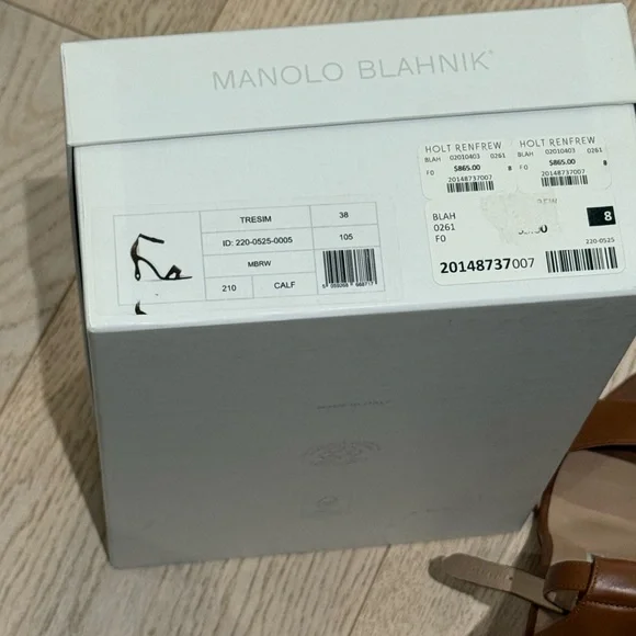 Manolo Blahnik Tan Brown Leather Heel Sandals - Picture 7 of 8